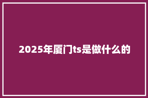2025年厦门ts是做什么的