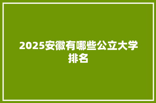 2025安徽有哪些公立大学排名