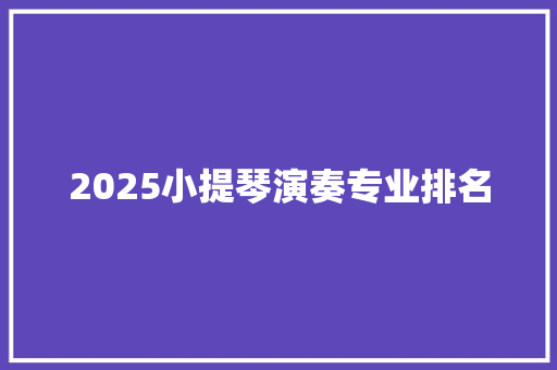 2025小提琴演奏专业排名