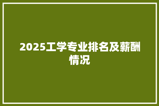 2025工学专业排名及薪酬情况