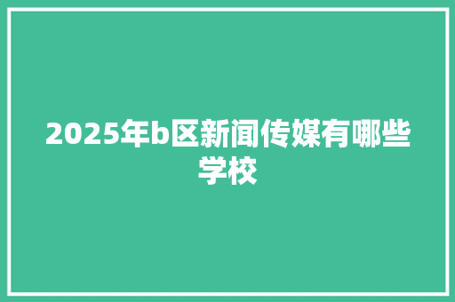 2025年b区新闻传媒有哪些学校