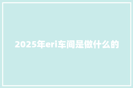 2025年eri车间是做什么的