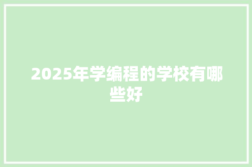 2025年学编程的学校有哪些好
