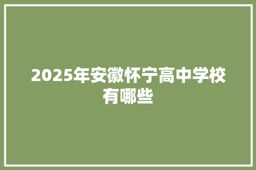 2025年安徽怀宁高中学校有哪些