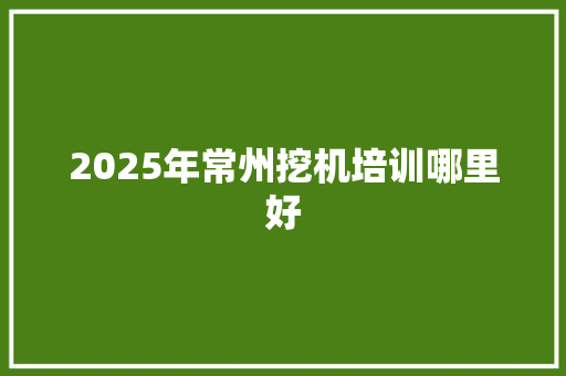 2025年常州挖机培训哪里好