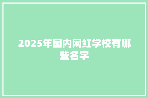 2025年国内网红学校有哪些名字