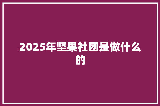 2025年坚果社团是做什么的