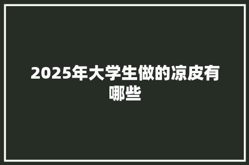 2025年大学生做的凉皮有哪些 财务报告范文