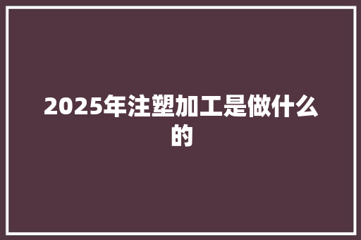 2025年注塑加工是做什么的