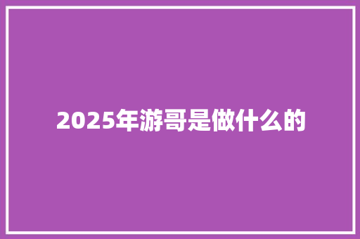2025年游哥是做什么的