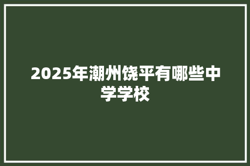 2025年潮州饶平有哪些中学学校