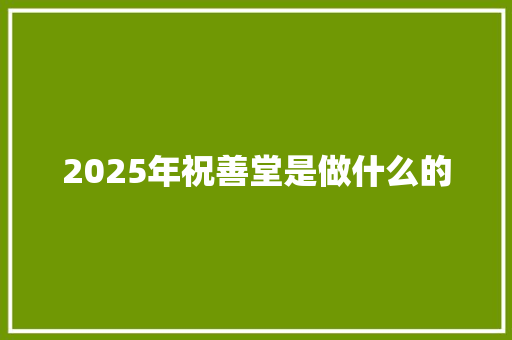 2025年祝善堂是做什么的