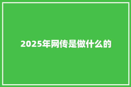 2025年网传是做什么的