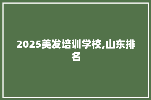2025美发培训学校,山东排名