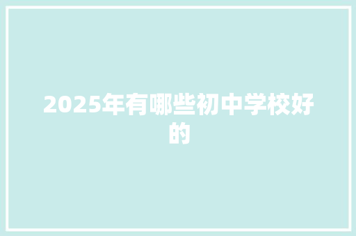 2025年有哪些初中学校好的