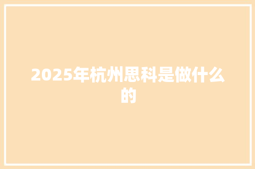2025年杭州思科是做什么的