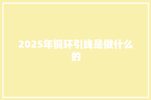 2025年铜环引线是做什么的