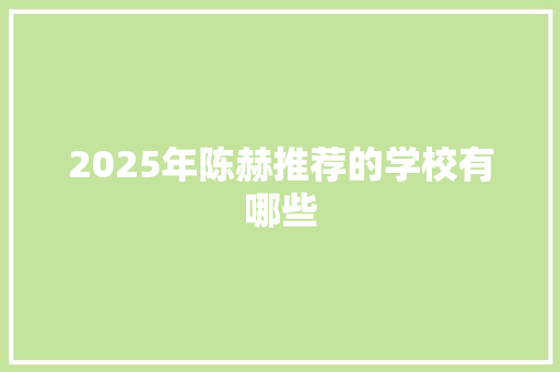 2025年陈赫推荐的学校有哪些