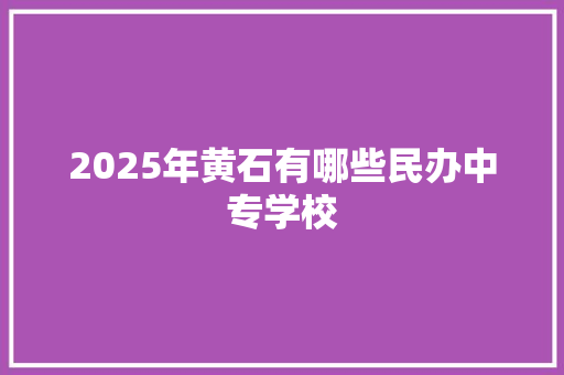 2025年黄石有哪些民办中专学校