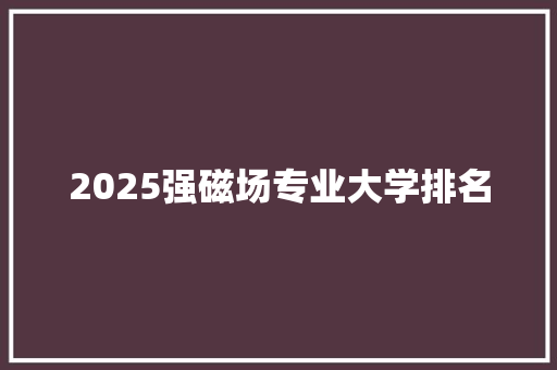 2025强磁场专业大学排名 项目管理范文