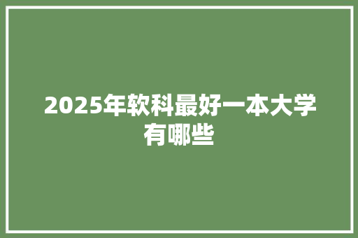 2025年软科最好一本大学有哪些