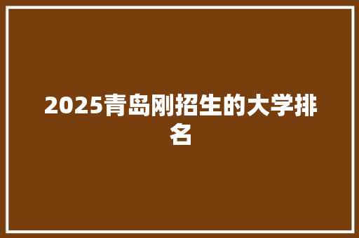 2025青岛刚招生的大学排名