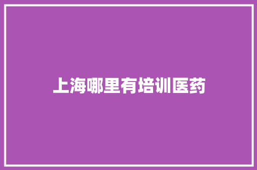 上海哪里有培训医药