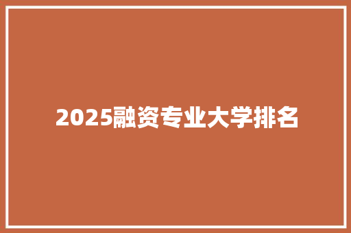 2025融资专业大学排名