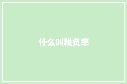什么叫税负率