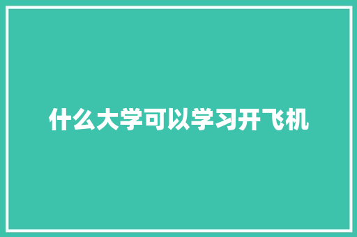 什么大学可以学习开飞机