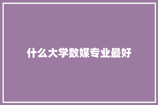 什么大学数媒专业最好