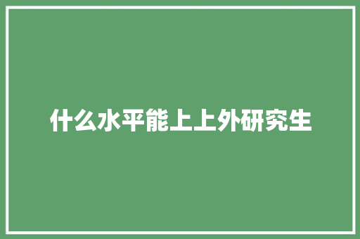 什么水平能上上外研究生