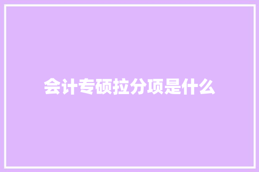 会计专硕拉分项是什么