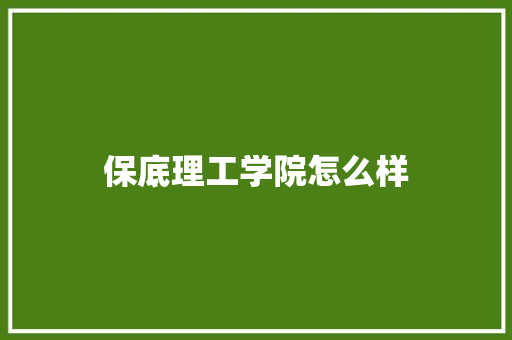 保底理工学院怎么样