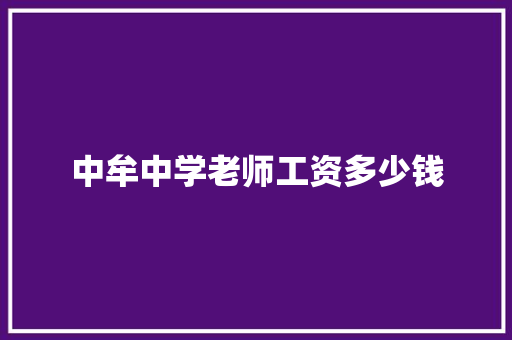 中牟中学老师工资多少钱