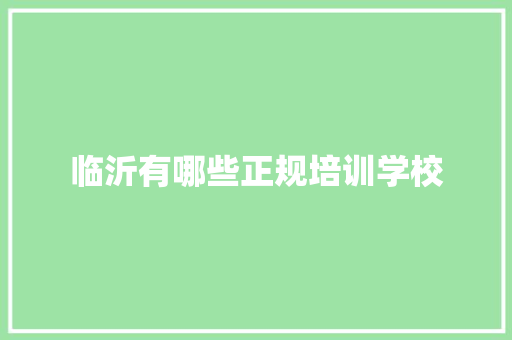 临沂有哪些正规培训学校