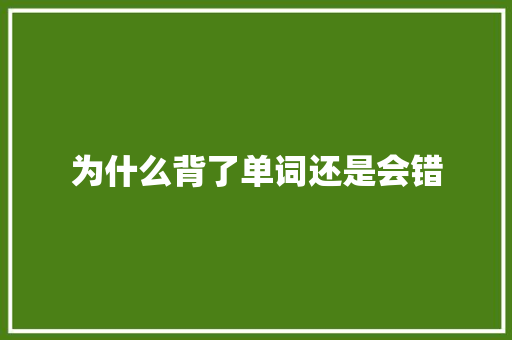 为什么背了单词还是会错