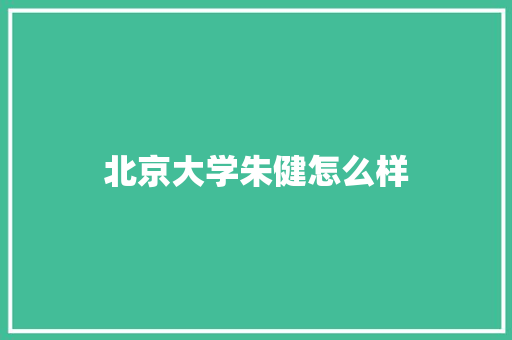 北京大学朱健怎么样