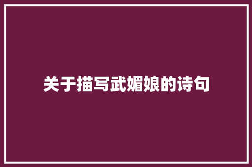关于描写武媚娘的诗句