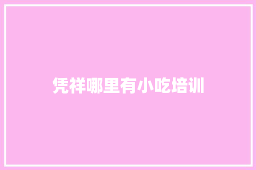凭祥哪里有小吃培训