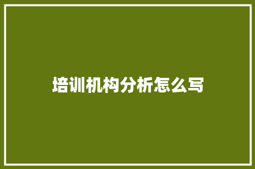 培训机构分析怎么写