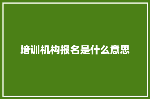 培训机构报名是什么意思