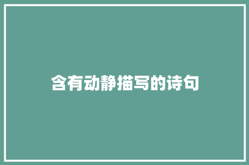 含有动静描写的诗句