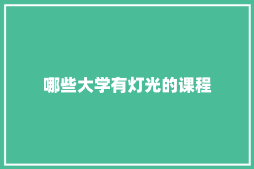 哪些大学有灯光的课程