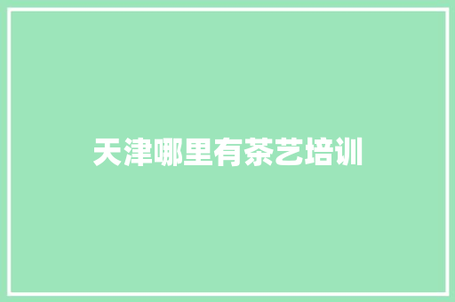 天津哪里有茶艺培训