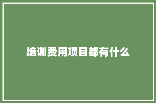 培训费用项目都有什么