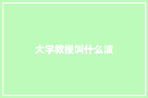 大学教授叫什么波