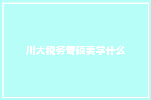 川大税务专硕要学什么