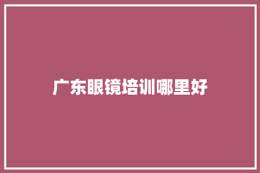 广东眼镜培训哪里好