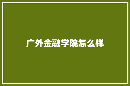 广外金融学院怎么样